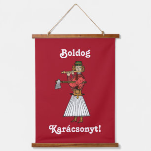 Tapiz Con Marco De Madera Feliz Navidad Húngaro ・ Boldog Karácsonyt!