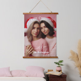 Tapiz Con Marco De Madera Feliz Navidad Lesbiana Rosa Retro | Foto personali