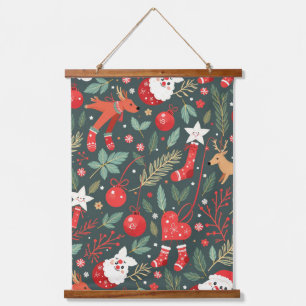 Tapiz Con Marco De Madera Feliz Navidad Whimsy