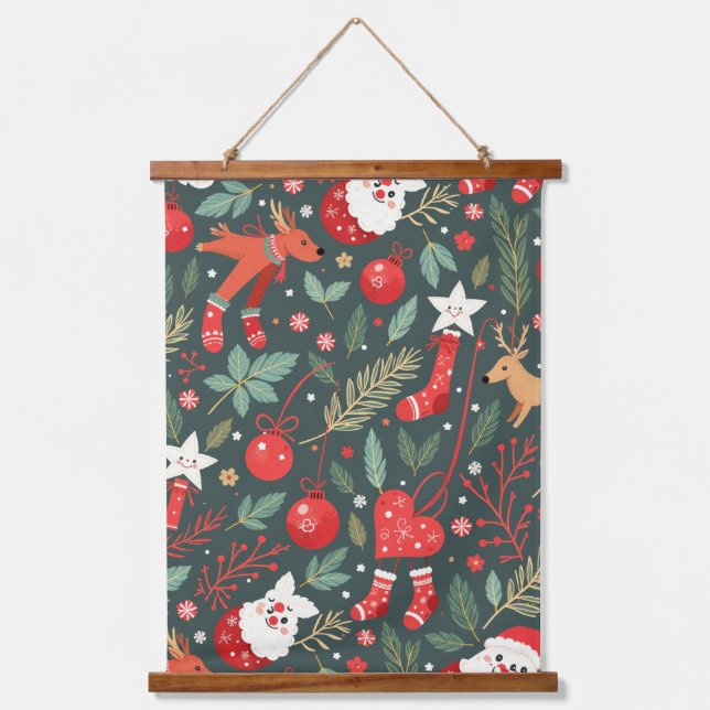 Tapiz Con Marco De Madera Feliz Navidad Whimsy (Anverso)