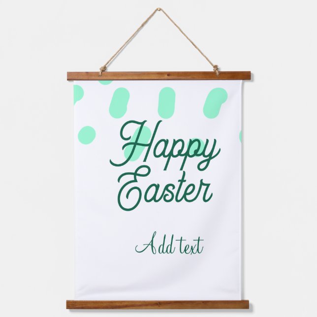 Tapiz Con Marco De Madera Feliz Pascua huevos verdes pastel nombre fecha sim (Anverso)