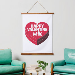 Tapiz Con Marco De Madera Feliz San Valentín, caja de cigarrillos y silueta 