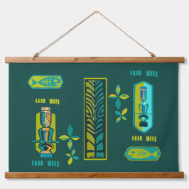 Tapiz Con Marco De Madera Fiesta hawaiano de Tiki