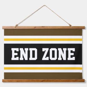 Tapiz Con Marco De Madera FINAL ZONE Fun Athletic Brown Yellow White Stripes