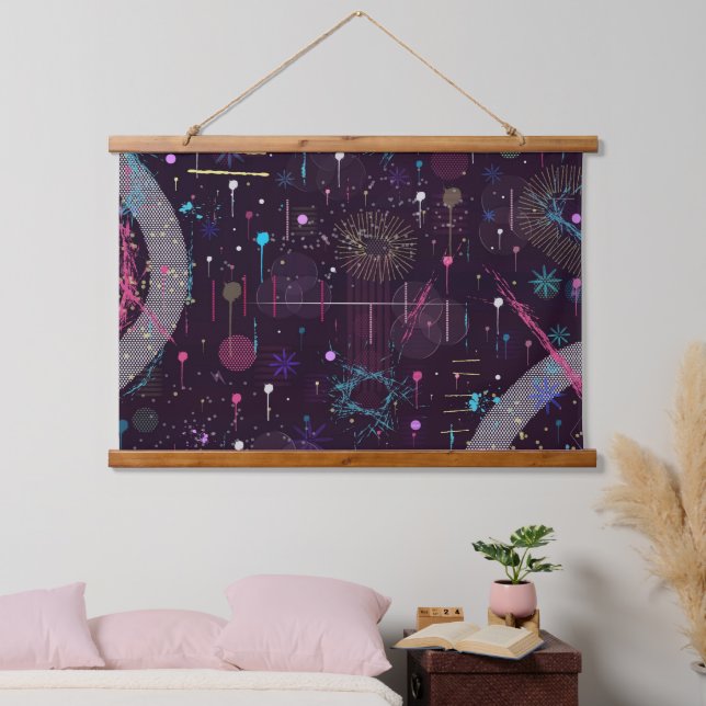 Tapiz Con Marco De Madera Fireworks Display: Abstract Art  (Dormitorio)