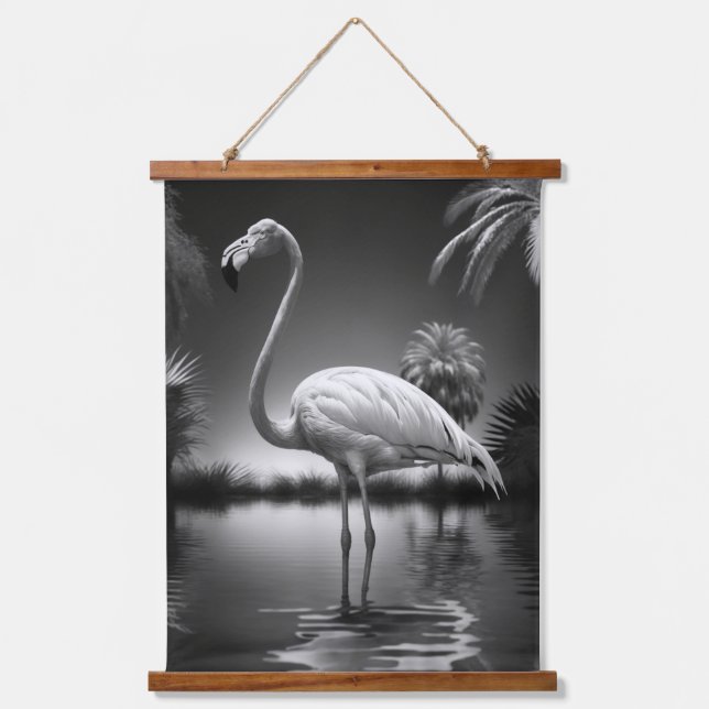 Tapiz Con Marco De Madera Flamingo en un estanque (Anverso)