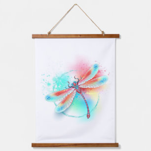 Tapiz Con Marco De Madera Fléon roja sobre fondo acuarela