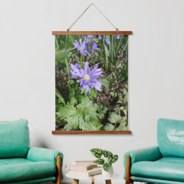 Tapiz Con Marco De Madera Flor de jardín azul