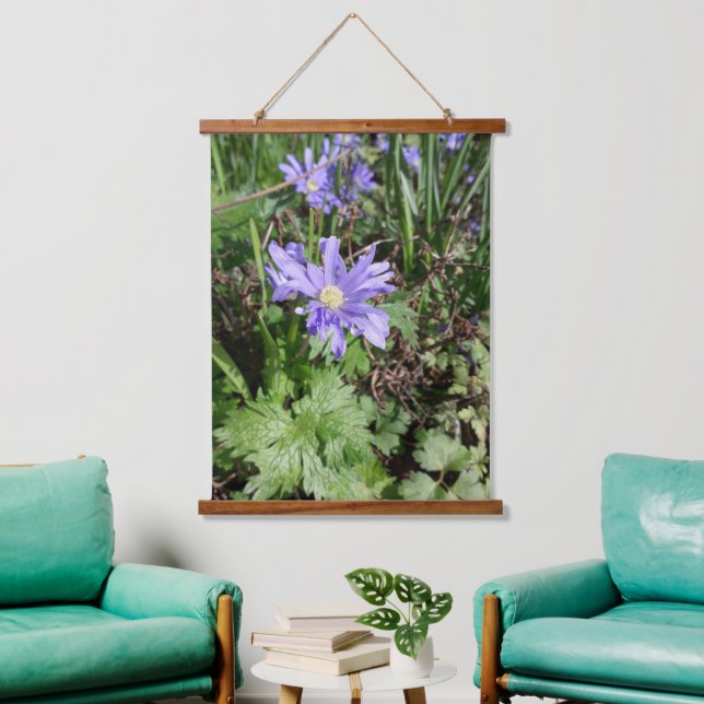 Tapiz Con Marco De Madera Flor de jardín azul (Sala de estar)