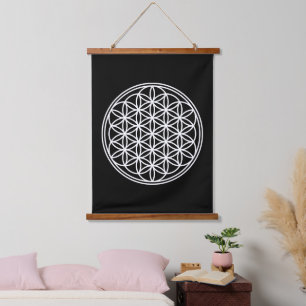 Tapiz Con Marco De Madera FLOR DE LA VIDA - Contorno del símbolo de Geometrí