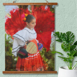 Tapiz Con Marco De Madera Flor Fiesta 2555