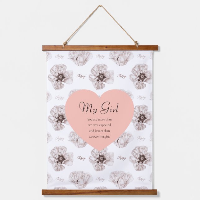 Tapiz Con Marco De Madera Flor ilustrada con amapola (Anverso)