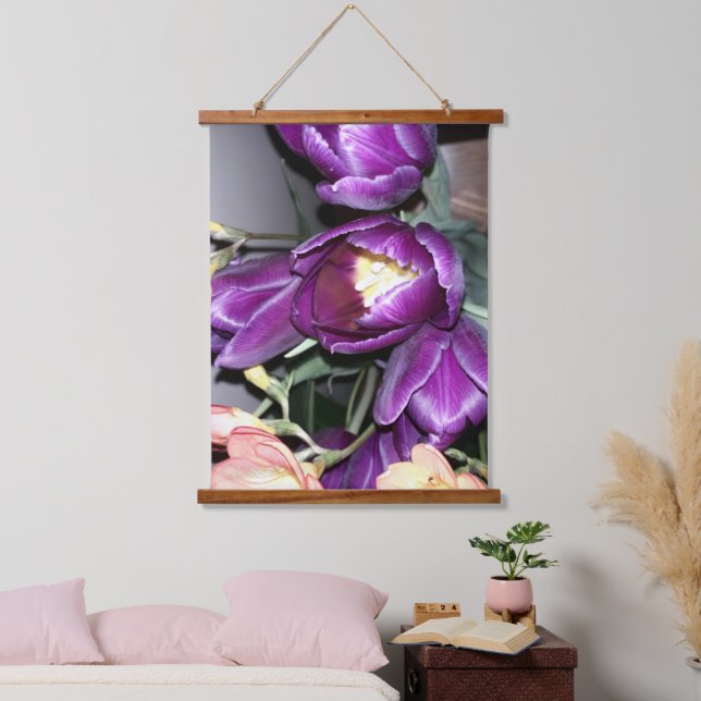 Tapiz Con Marco De Madera Flor morada (Dormitorio)