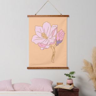 Tapiz Con Marco De Madera Flor rosa