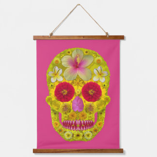 Tapiz Con Marco De Madera Flor Skull 8