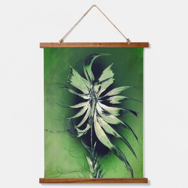 Tapiz Con Marco De Madera Flor Verde (Anverso)