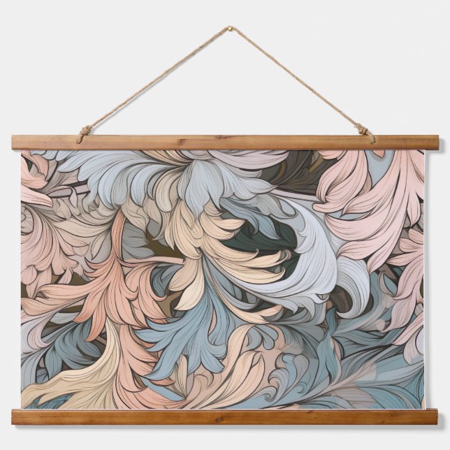 Tapiz Con Marco De Madera Flora glacial Sinfonía Invierno Botánico (Anverso )