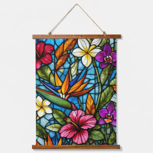 Tapiz Con Marco De Madera Floración Tropical en Vidrio Pintado Floral Vibran