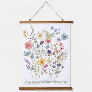 Tapiz Con Marco De Madera Floral, botánico motivador