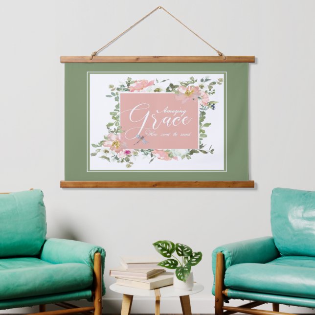 Tapiz Con Marco De Madera Floral de Amazing Grace (Sala de estar)
