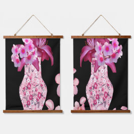 Tapiz Con Marco De Madera Floral de lunares rosa de moda