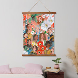 Tapiz Con Marco De Madera Floral elegante del Día Internacional de la Mujer