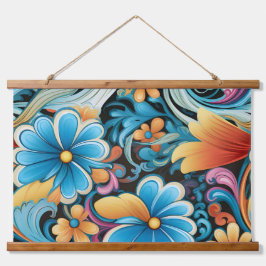 Tapiz Con Marco De Madera Floral Funkadelic Botánico