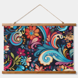 Tapiz Con Marco De Madera Floral Funkadelic Botánico