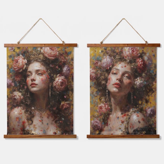 Tapiz Con Marco De Madera Floral Goddess – Duo Wood Tapestry Set (Doble)