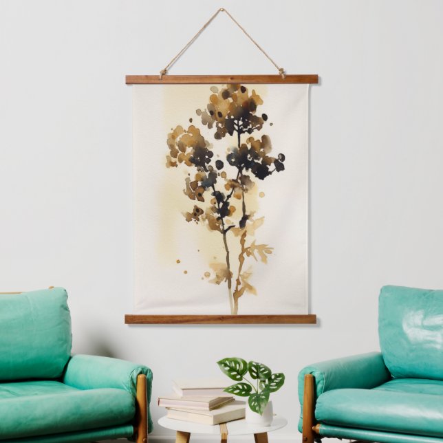 Tapiz Con Marco De Madera Floral Leaves acuáticas (Sala de estar)