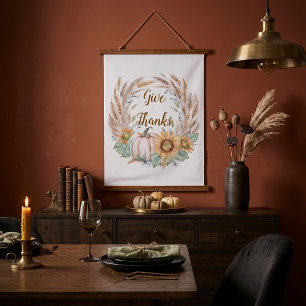 Tapiz Con Marco De Madera Floral personalizada de calabaza pastel otoño