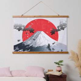 Tapiz Con Marco De Madera Florecimiento de cerezos en el Fuji Japón