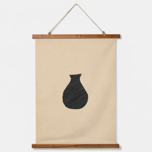 Tapiz Con Marco De Madera florero negro minimalista
