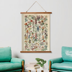 Tapiz Con Marco De Madera Flores de época de Adolphe Millot