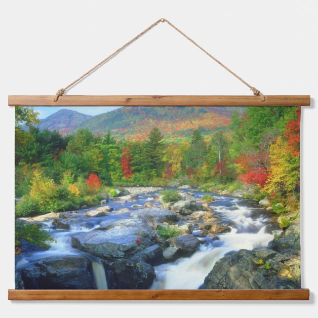 Tapiz Con Marco De Madera Flores de flume | Montañas Adirondack (Anverso )