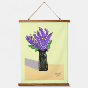 Tapiz Con Marco De Madera Flores de lavanda vibrantes, inspiradas en la natu