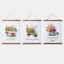 Tapiz Con Marco De Madera Flores De Rueda De Las Flores De Engranaje Amarill