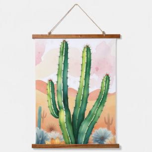 Tapiz Con Marco De Madera Flores del desierto pintadas