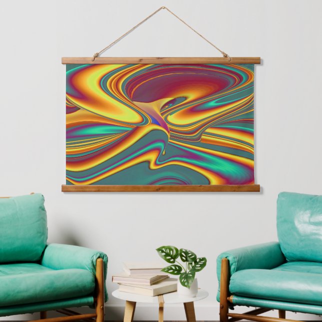 Tapiz Con Marco De Madera Flores Mágicas de Primavera Verano Otoño (Sala de estar)