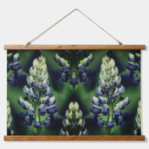 Tapiz Con Marco De Madera Flores Silvestres de Lupino Azul Naturaleza Abstra