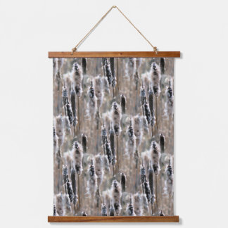 Tapiz Con Marco De Madera Fluffy Cattails Nature Pattern 