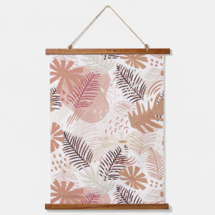 Tapiz Con Marco De Madera Foliage tropical bohemio
