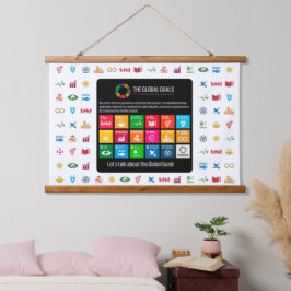 Tapiz Con Marco De Madera Fondo de eventos SDG Wall Art para oficinas de aul