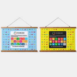 Tapiz Con Marco De Madera Fondo de eventos SDG Wall Art para oficinas de aul