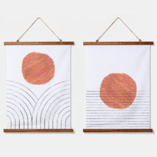 Tapiz Con Marco De Madera Formas abstractas de terracota