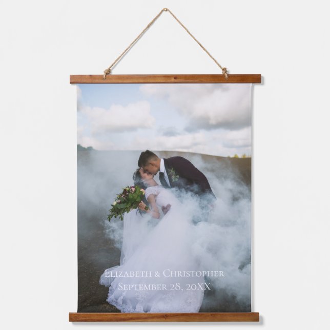 Tapiz Con Marco De Madera Foto de boda personalizada  (Anverso)