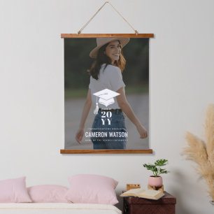 Tapiz Con Marco De Madera Foto de graduación personalizada sombrero de gradu