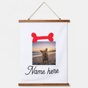 Tapiz Con Marco De Madera Foto de hueso de perro rojo regalos simples nombre