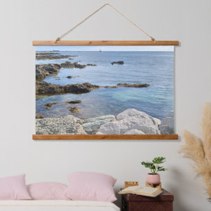 Tapiz Con Marco De Madera Foto de la costa del océano azul belleza al aire l