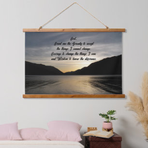 Tapiz Con Marco De Madera Foto de Serenity Prayer Lake Sunset Silhouette